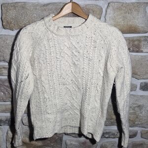 H&M Women's Cream Cable-Knit Crewneck Sweater